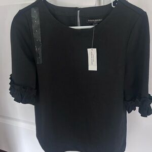 NWT Banana Republic Factory Black Ruffle Sleeve Top